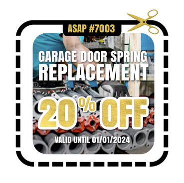 Enjoy Our Exclusive "20% OFF" on your Garage Door Spring Replacement by our Asap Garage Door Repair Experts. 
This is a 💰 $50 Value
⌛ Valid Until 1/1/2023
